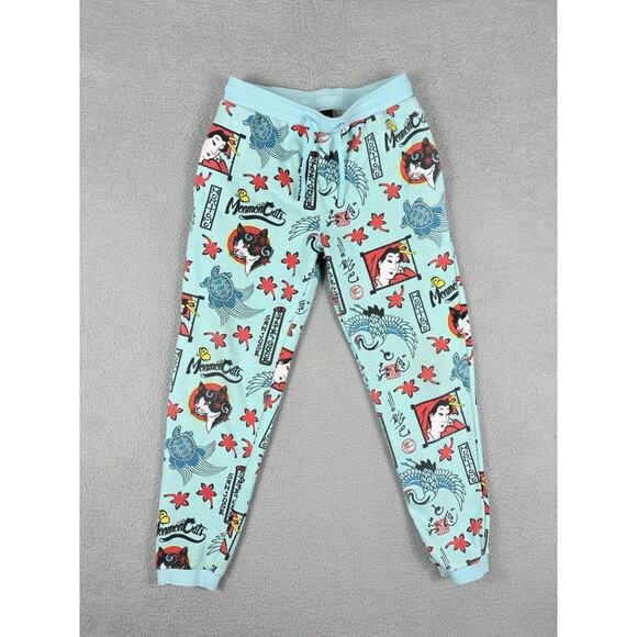 Monmon Cat Joggers Adult Large Multicolor Sun Cat Art Sweats Athleisure Lounge - Picture 1 of 9